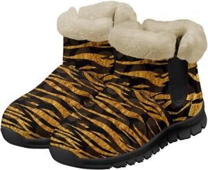 Зимние женские ботинки Jeiento с животным принтом, теплые внутри, на подкладке, слипоны для зимней прогулки, Gold Tiger Print
