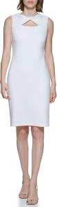 Женское платье-футляр Calvin Klein с вырезом на груди, White