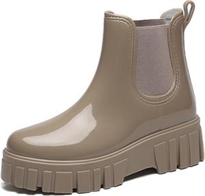 Женские водонепроницаемые резиновые ботинки-челси на платформе с противоскользящей подошвой - удобные укороченные ботинки для работы в саду Generic, Brown