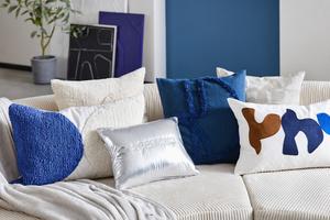 Чехол для подушки boho Novel, синий/кремовый