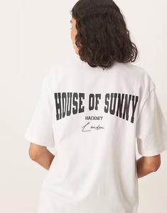 Футболка свободного кроя с логотипом Hackney в белоснежном цвете House Of Sunny
