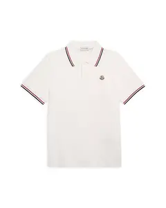 Поло-Рубашка из ребристого хлопка для мальчиков - для детей постарше. Moncler, бежевый