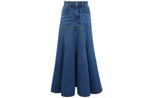 Chloé Джинсовая короткая юбка для женщин, синяя, средней длины, в складку