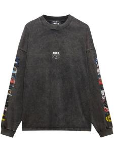 MSGM футболка с длинными рукавами и принтом, серый