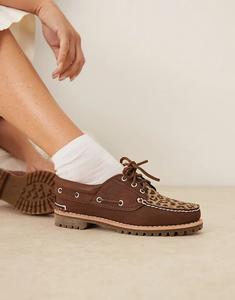 Туфли-лодочки Timberland Noreen 3 Eye с леопардовым принтом и мехом пони