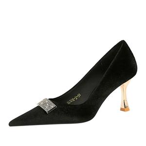 Туфли на тонком каблуке высотой 7 см для женщин QITUMAUL, Black[Heel Height 7Cm]