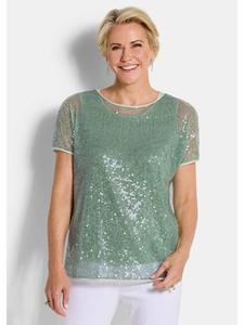 GOLDNER Блузка-слип с пайетками, переливающаяся блестками, нежно-зеленого цвета