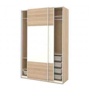 Гардероб PAX/MEHAMN IKEA, 150x66x236 см, цвет white stained oak effect double sided/white white stained oak effect