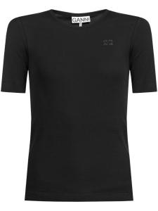 GANNI футболка из хлопка с аппликацией логотипа, черный