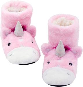 Тапочки-носки Panda Bros для женщин, уютные теплые с мягкой подкладкой, домашние ботиночки с противоскользящей подошвой, Pink Unicorn