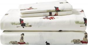 Eddie Bauer - Фланелевые простыни размера Queen Size, хлопок, предотвращающий образование катышков и складок, в комплекте с соответствующими наволочками и простыней на резинке (цвет Retriever Adventure Ivory), Retriever Adventure Ivory