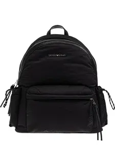 Стеганый рюкзак с логотипом EMPORIO ARMANI, черный