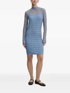 Платье миди с принтом логотипа по всей поверхности HUGO, синий