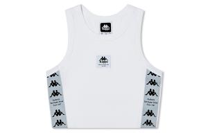 Модный цветной приталенный укороченный топ с круглым вырезом Повседневная универсальная майка без рукавов Женская Kappa, Морозный белый