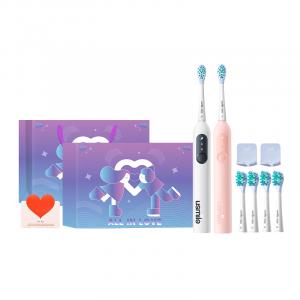 Электрическая зубная щетка p10 с технологией амортизации для пары, 3 режима чистки, долгий срок службы батареи Usmile, P10 Kunlun белый+Party Pink[Two Way Commitment Box]