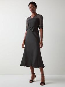 Платье миди Madalena с кружевными вставками и поясом L.K.Bennett, Black