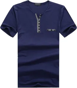 Мужская классическая хенли футболка из хлопка с v-образным вырезом
