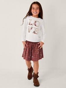 Детский комплект из хлопка: топ и юбка в клетку Monsoon, Ivory