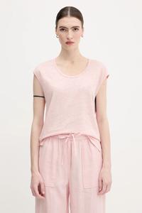 Льняная футболка United Colors Of Benetton, розовый