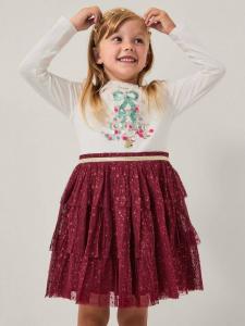 Детское платье с длинными рукавами в виде ёлки Monsoon, Red