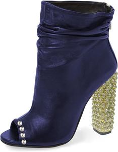 Женские стильные ботильоны FSJ с открытым носком и свободной посадкой, массивные каблуки, украшенные кристаллами, праздничные вечерние туфли, размер 4-15 US