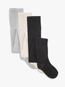 Детские вязаные колготки John Lewis, Pack of 3, Black/Grey/Neutral