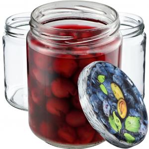 KADAX Банки для консервации с крышками "Маки", баночки для варенья, баночки для консервирования, 540 мл, сливы, 48 шт