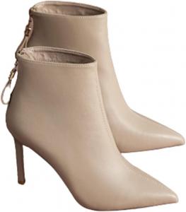 FANFENG Осень-Зима Женские Сексуальные Свадебные Ботильоны Мода Заостренный Нос Стильные Каблуки Молния Кожаные Туфли Элегантные Ботильоны Женские Свадебные Туфли для Вечеринки (Цвет: Хаки, Размер обуви: 6.5)