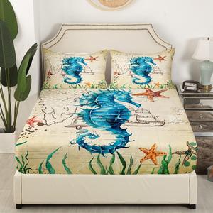 Erosebridal Комплект постельного белья Seahorse с 3D принтом морского конька в морском стиле для детской комнаты, Multi 34