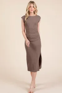 Женское миди-платье с короткими рукавами, вырезом-лодочкой и открытой спиной Truedames