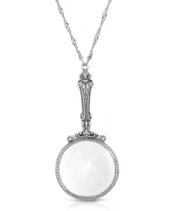 Ожерелье с подвеской-лупой золотистого оттенка, 28 дюймов 2028, silver