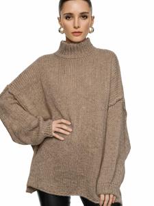 Worldclassca Свитер оверсайз 'Strickpullover Oversized mit Stehkragen' в цвете Taupe