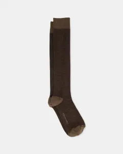 Мужские высокие носки с узором «ёлочка» Emidio Tucci, коричневый