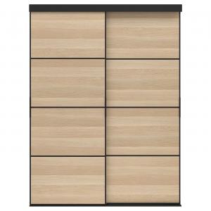 Раздвижная дверь комбинация SKYTTA/MEHAMN IKEA, 152x205 см, цвет black/double sided white stained oak effect