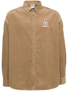 AAPE BY *A BATHING APE вельветовая рубашка с нашивкой-логотипом, коричневый