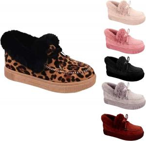 Женские ботинки с круглым носком, толстой подошвой, ортопедической поддержкой свода стопы, утепленные шерстью и хлопком Sopaeduon, 11 Leopard