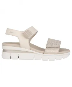 Бежевые кожаные женские сандалии - розовые Mephisto, бежевый