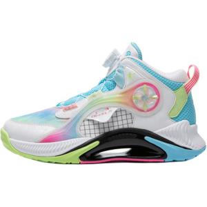 Детские баскетбольные кроссовки Anti Kick Mid Top Cirrus Blue QIAODAN, синий/зеленый