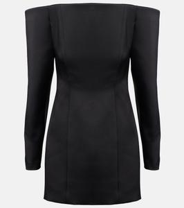 Атласное мини-платье с открытыми плечами Stella McCartney, черный