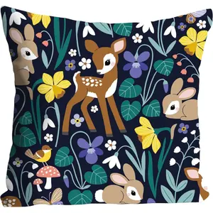 Декоративная подушка queence Freyja с милыми лесными животными Queence, Bunt + bedruckt