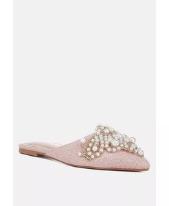 Туфли-мюли ASTRE с отделкой из жемчуга и мерцающим блеском Rag & Co, розовый
