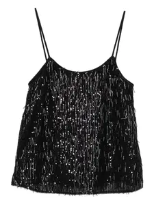 Топ с бахромой из пайеток TWINSET, черный