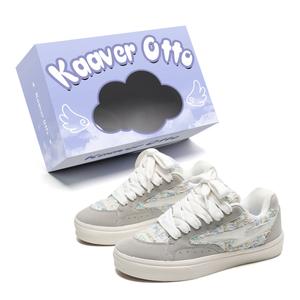 KAAVER OTTO Антискользящие и износостойкие легкие низкие кеды для скейтборда унисекс в стиле Chanel красно-серо-голубые, цвет Gray Blue