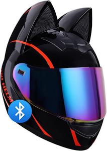 Шлем ACLFF Cat Ear Bluetooth, черный / красный