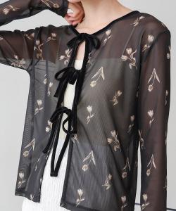 Кардиган с двухсторонней цветочной лентой спереди и сзади