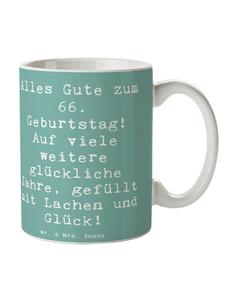 Кружка с надписью Поздравления с 66-летием со сп... в морском бризе Mr. & Mrs. Panda