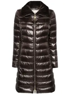 Пуховик с воротником из искусственного меха Herno, коричневый
