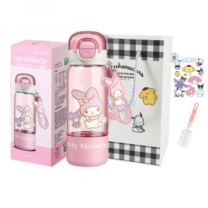 Пластиковые стаканы Melodi 510ml Sanrio, My Melody Water Cup+Shopping Bag+Sticker Cup Cleaning Brush