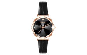 Кварцевые часы с металлическим ремешком для женщин, чёрный циферблат K622 KANGOL, калейдоскопическое зеркальное чёрное лицо