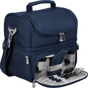 Сумка-холодильник для обеда Oniva Picnic Time с посудой, темно-синий